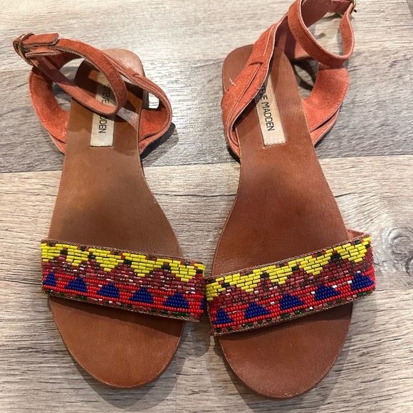 Steve Madden Women's Beaded Sandals - Red and Brown - Picture 1 of 5